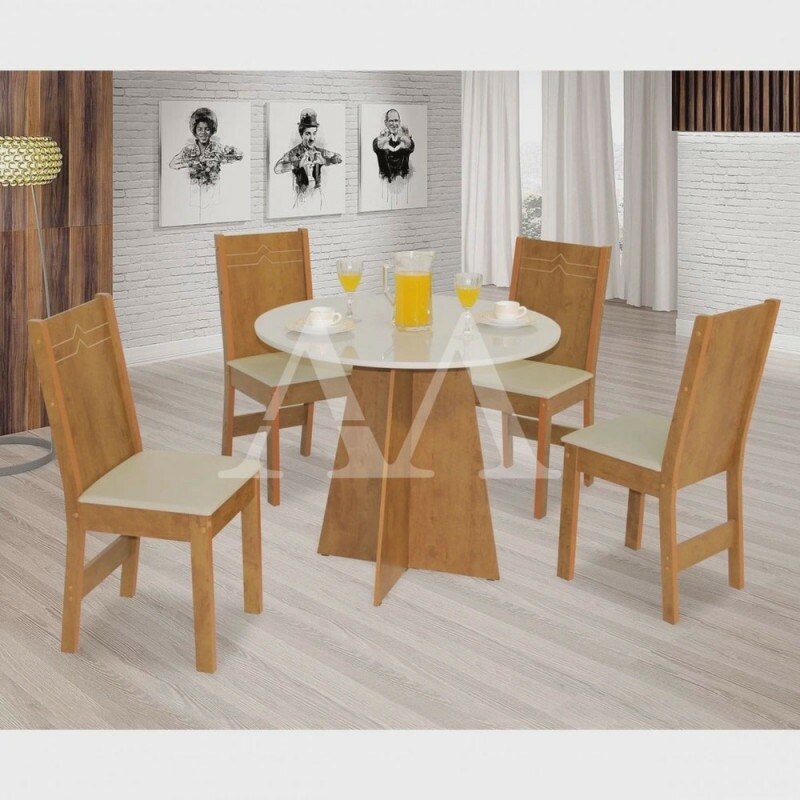 CJ MESA 4C SAO CARLOS ELANE REDONDA 90x90 FREIJO / OFF WHITE CJ MESA 4C SAO CARLOS ELANE REDONDA 90x90 FREIJO / OFF WHITE