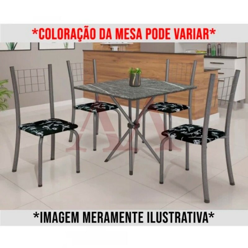 CJ MESA SOMA 4C DANY 70X70 QUADRADA FLORAL CINZA LACA CJ MESA SOMA 4C DANY 70X70 QUADRADA FLORAL CINZA LACA