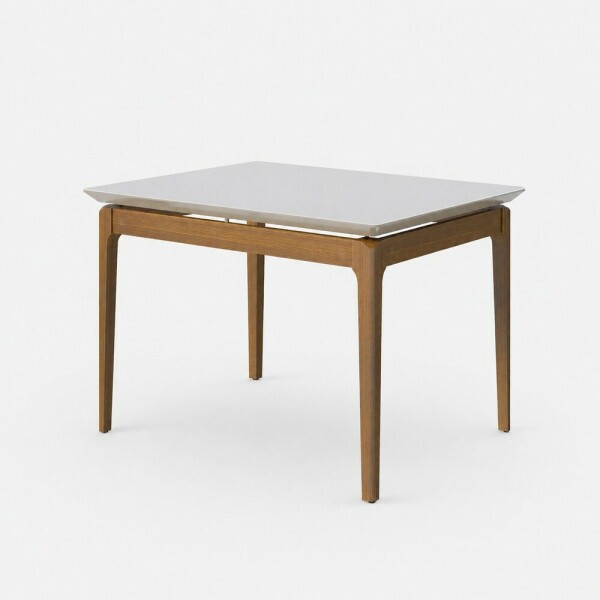 MESA IMCAL WIND 1.2 C/ VIDRO RETANGULAR OFF WHITE / CINAMOMO