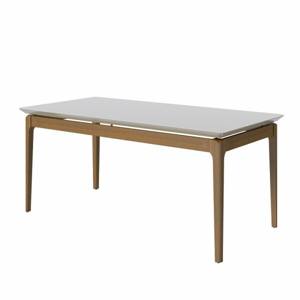 MESA IMCAL WIND 1.8 C/ VIDRO RETANGULAR OFF WHITE / CINAMOMO