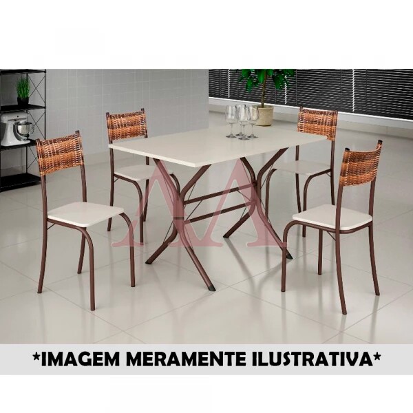 CJ MESA 4C MOVEIS TEIXEIRA ATLANTA RETANGULAR 120X75 C/RATAN CARVALHO MARROM / OFF WHITE CJ MESA 4C MOVEIS TEIXEIRA ATLANTA RETANGULAR 120X75 C/RATAN CARVALHO MARROM / OFF WHITE