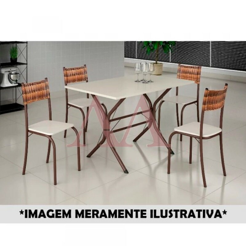 CJ MESA 4C MOVEIS TEIXEIRA ATLANTA RETANGULAR 120X75 C/RATAN CARVALHO MARROM / OFF WHITE CJ MESA 4C MOVEIS TEIXEIRA ATLANTA RETANGULAR 120X75 C/RATAN CARVALHO MARROM / OFF WHITE