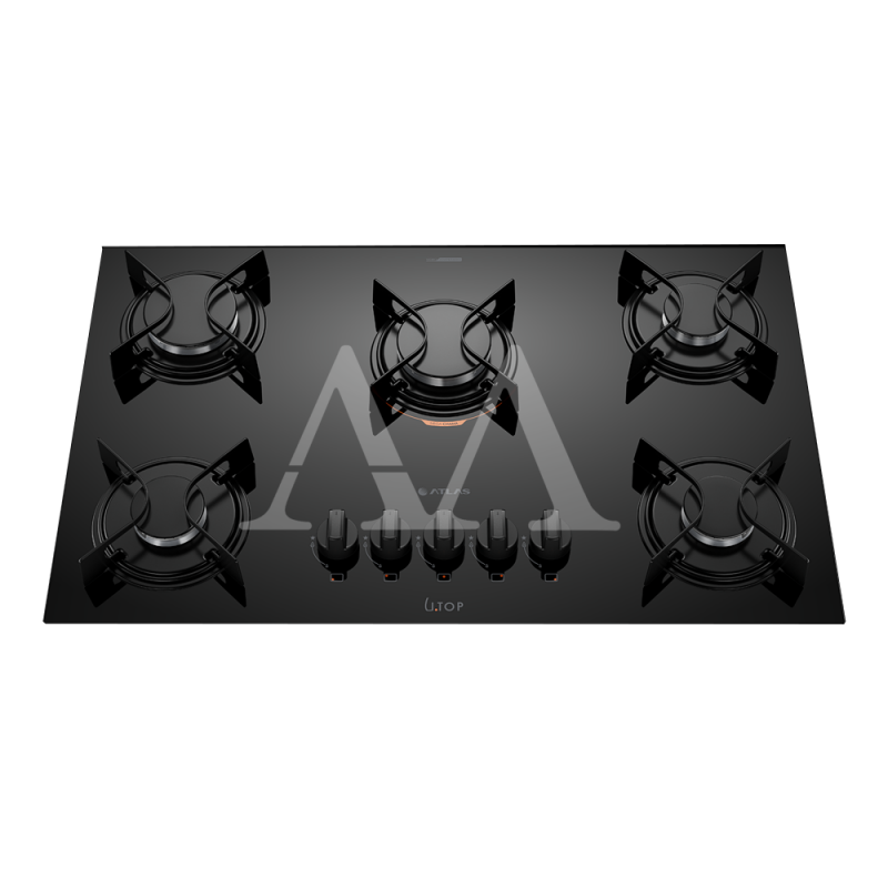 FOGAO 5B ATLAS COOKTOP UTOP MESA VIDRO ESMALTADO VP GAS PRETO FOGAO 5B ATLAS COOKTOP UTOP MESA VIDRO ESMALTADO VP GAS PRETO