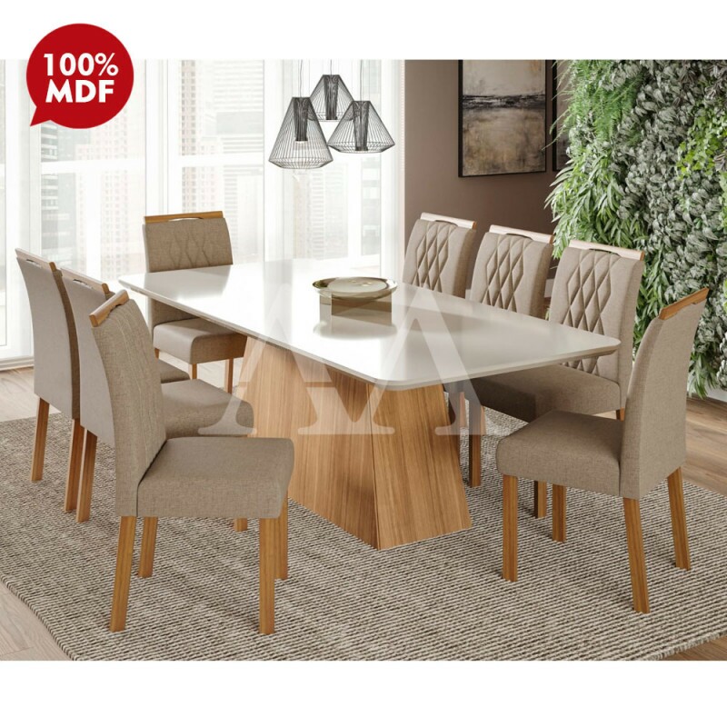 CJ MESA 8C CIMOL HELENA RETANGULAR 210X100 NATURE/OFF WHITE/LINHO BEGE CJ MESA 8C CIMOL HELENA RETANGULAR 210X100 NATURE/OFF WHITE/LINHO BEGE