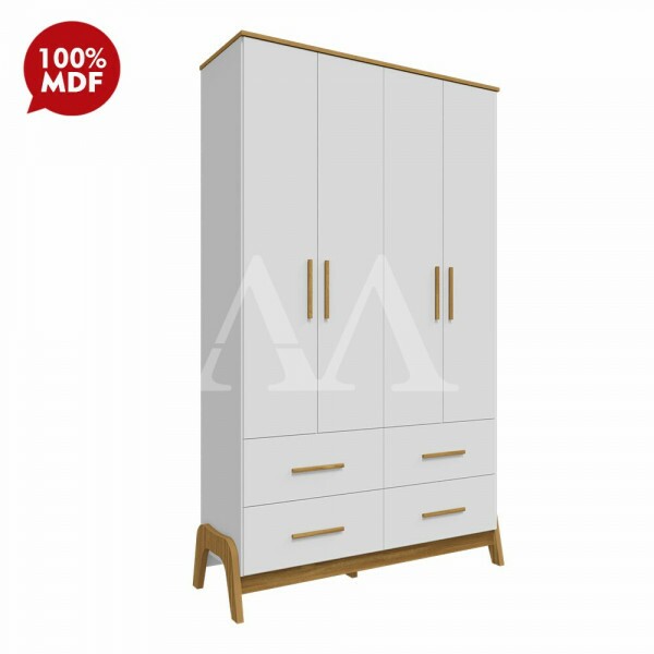 ROUPEIRO 4P. ABRIR 4G PEROBA GUTI RETRO BRANCO BRILHO/AMENDOA ROUPEIRO 4P. ABRIR 4G PEROBA GUTI RETRO BRANCO BRILHO/AMENDOA