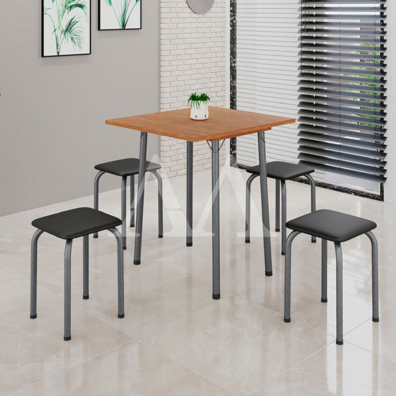 CJ MESA 4 BANQ SOMA LUANA 68×68 QUADRADA PRETO PRATA CINAMOMO CJ MESA 4 BANQ SOMA LUANA 68×68 QUADRADA PRETO PRATA CINAMOMO
