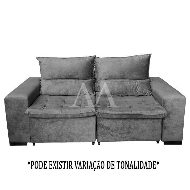 ESTOFADO BOMFLEX CHILE RETRATIL CINZA VELUDO INCA 10 ESTOFADO BOMFLEX CHILE RETRATIL CINZA VELUDO INCA 10