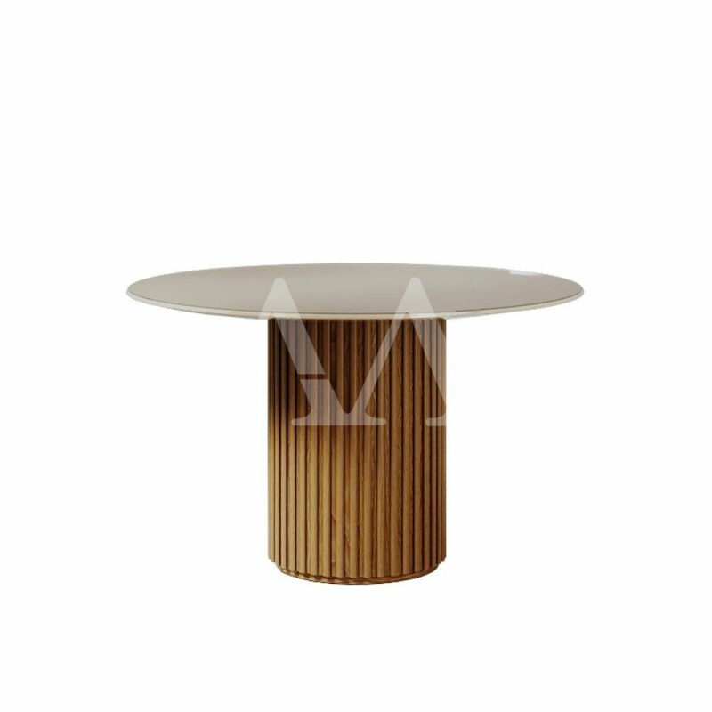 MESA IMCAL LIVING 1.35 C/VIDRO REDONDA OFF WHITE/CINAMOMO MESA IMCAL LIVING 1.35 C/VIDRO REDONDA OFF WHITE/CINAMOMO