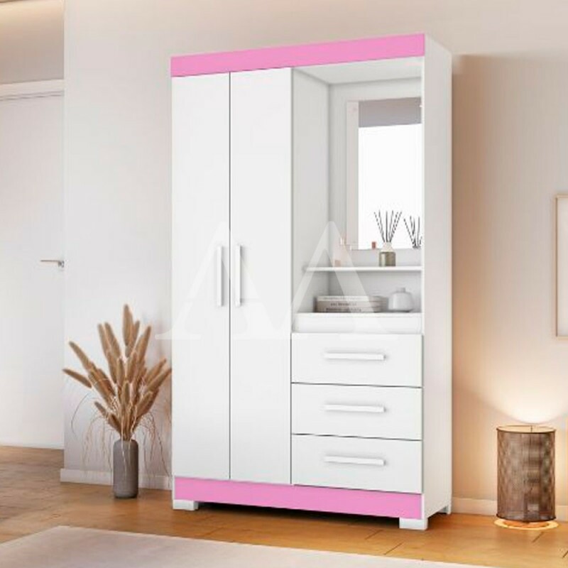 ROUPEIRO 2P. ABRIR 3G C/ ESPELHO NOTAVEL NT 6020 BRANCO NEW/ROSA FLEX ROUPEIRO 2P. ABRIR 3G C/ ESPELHO NOTAVEL NT 6020 BRANCO NEW/ROSA FLEX