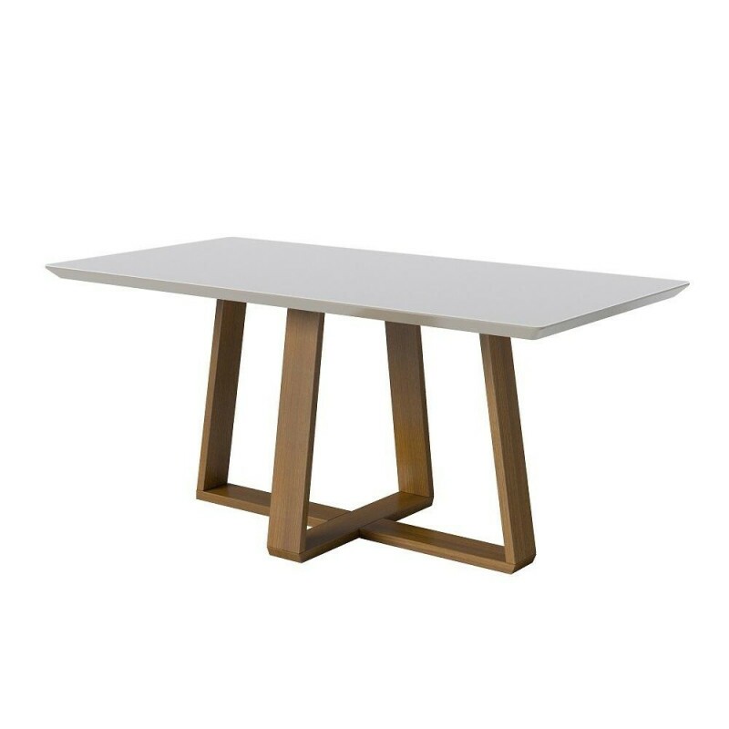 MESA IMCAL WOOD 1.8 C/ VIDRO RETANGULAR OFF WHITE/CINAMOMO MESA IMCAL WOOD 1.8 C/ VIDRO RETANGULAR OFF WHITE/CINAMOMO