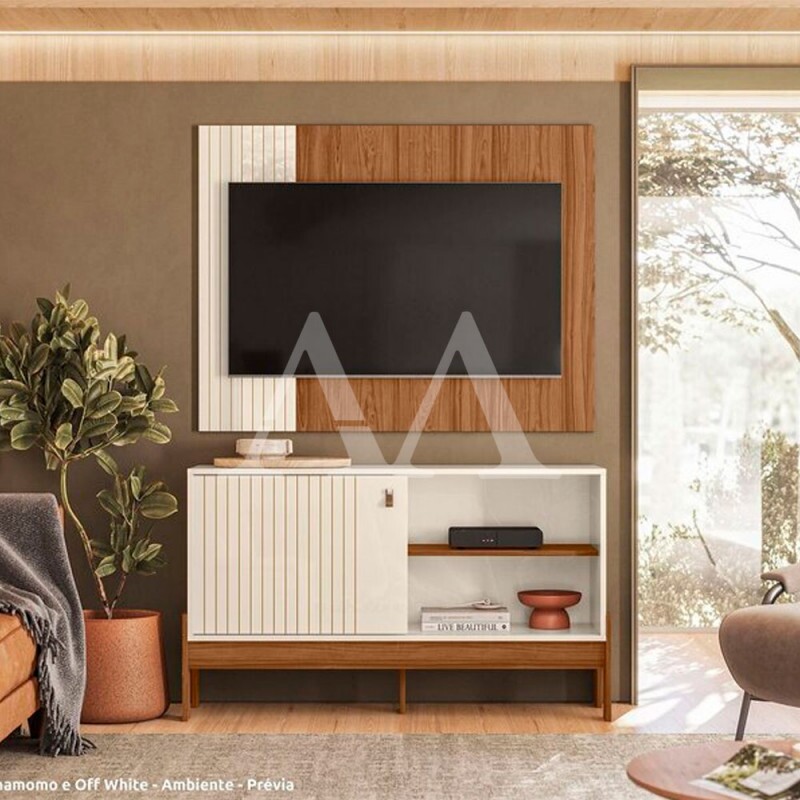 COMBO RACK PAINEL MOBLER 1.2 WOOD PEROLA METALIZADO/CINAMOMO MEL COMBO RACK PAINEL MOBLER 1.2 WOOD PEROLA METALIZADO/CINAMOMO MEL