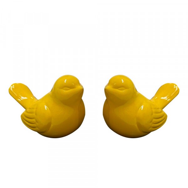 DUPLA DE PASSAROS CERAMICA AMARELO DUPLA DE PASSAROS CERAMICA AMARELO