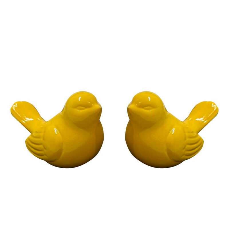 DUPLA DE PASSAROS CERAMICA AMARELO DUPLA DE PASSAROS CERAMICA AMARELO