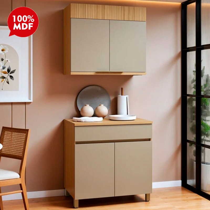 KIT 4P 1G NESHER REALEZA PREMIUM 80CM CARVALHO/GREIGE 501234 KIT 4P 1G NESHER REALEZA PREMIUM 80CM CARVALHO/GREIGE 501234