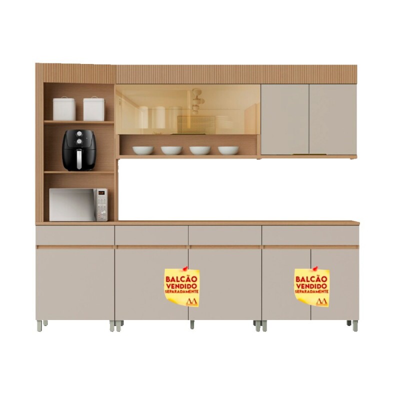 COZINHA NESHER REALEZA PREMIUM 265CM CARVALHO/GREIGE 501236