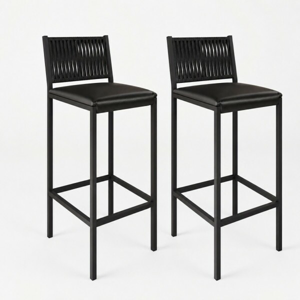 CJ 02 BANQUETAS MOVEIS TEIXEIRA NINA PRETO C/ CORDA NAUTICA/PRETO FOSCO